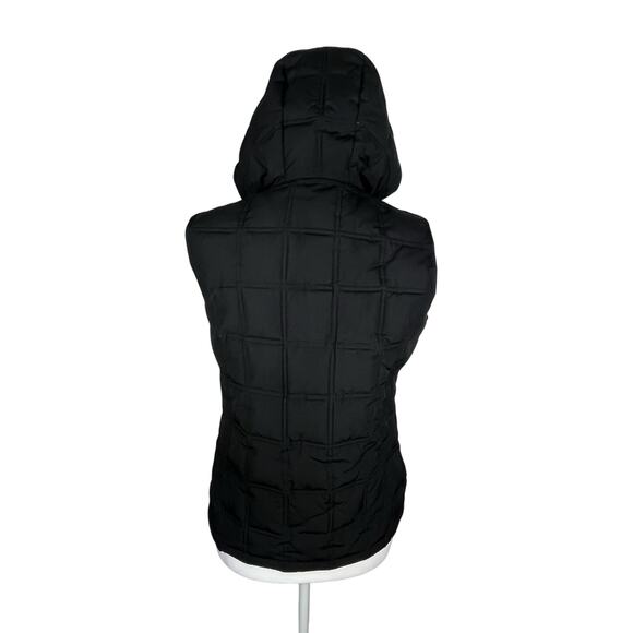 GAP Quilted Puffer Hooded Vest Zipper Snaps Black Small - Picture 3 of 10